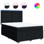 Pat box spring cu saltea, negru, 140×200 cm, textil