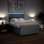 Pat continental, gri deschis, 140×200 cm, material textil