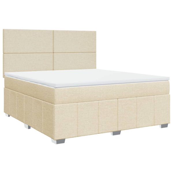 Pat continental cu saltea, crem, 180×200 cm, textil