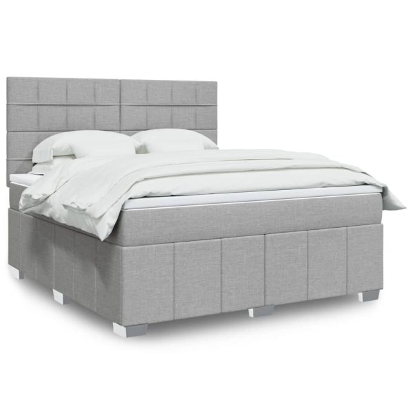 Pat continental, gri deschis, 180×200 cm, material textil