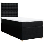 Pat box spring cu saltea, negru, 90×190 cm, textil