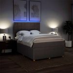 Pat continental cu saltea gri taupe 140×200 cm material textil