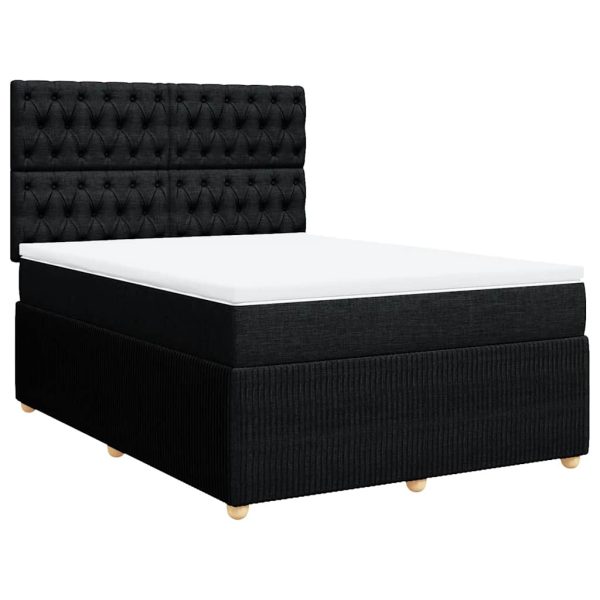 Pat box spring cu saltea, negru, 140×200 cm, textil