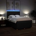 Pat box spring cu saltea, negru, 140×200 cm, textil