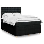 Pat box spring cu saltea, negru, 140×200 cm, textil