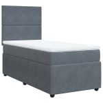 Pat box spring cu saltea, gri închis, 80×200 cm, catifea