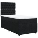 Pat box spring cu saltea, negru, 80×200 cm, catifea
