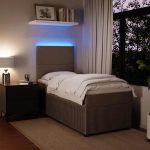 Pat box spring cu saltea, gri deschis, 100×200 cm, catifea