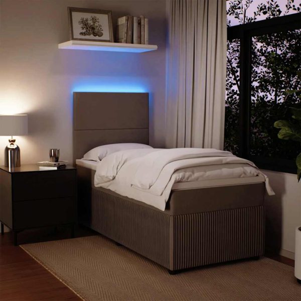 Pat box spring cu saltea, gri deschis, 100×200 cm, catifea