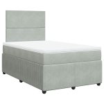 Pat box spring cu saltea, gri deschis, 120×190 cm, catifea
