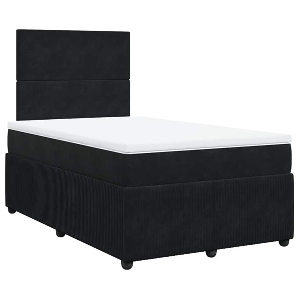Pat box spring cu saltea, negru, 120×190 cm, catifea