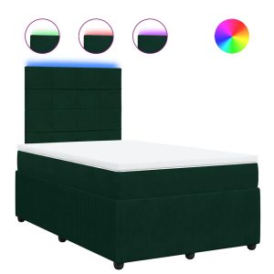 Pat box spring cu saltea, verde închis, 120×190 cm, catifea