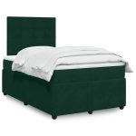 Pat box spring cu saltea, verde închis, 120×190 cm, catifea