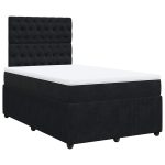 Pat box spring cu saltea, negru, 120×190 cm, catifea