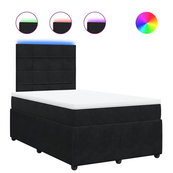 Pat box spring cu saltea, negru, 120×200 cm, catifea