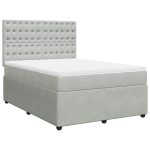 Pat box spring cu saltea, gri deschis, 140×190 cm, catifea