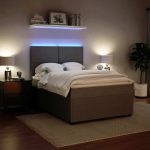 Pat box spring cu saltea, gri deschis, 140×200 cm, catifea