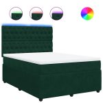 Pat box spring cu saltea, verde închis, 140×200 cm, catifea