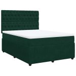 Pat box spring cu saltea, verde închis, 140×200 cm, catifea