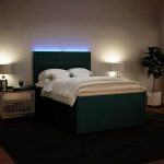 Pat box spring cu saltea, verde închis, 140×200 cm, catifea
