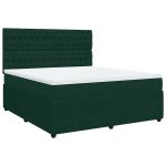 Pat box spring cu saltea, verde închis, 180×200 cm, catifea