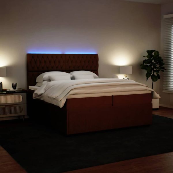 Pat box spring cu saltea, roz, 200×200 cm, catifea