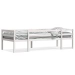 Cadru de pat pentru copii, alb, 75×190 cm, lemn masiv de pin