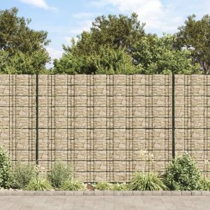 Paravane grădină aspect piatră grosieră 2 buc. gri 35×0,19m PVC