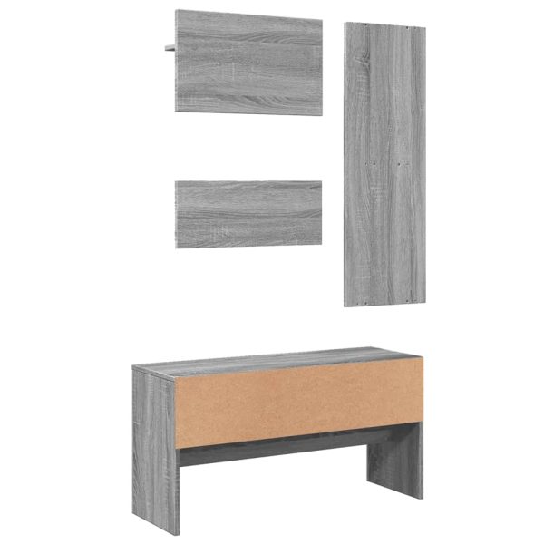 Set de mobilier pentru hol, 4 piese, gri sonoma, lemn prelucrat