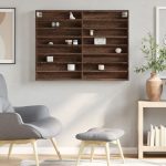 Dulap cu vitrină, stejar maro, 100×8,5×75 cm, lemn prelucrat