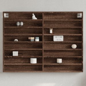Dulap cu vitrină, stejar maro, 100×8,5×75 cm, lemn prelucrat