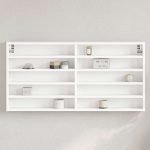 Dulap cu vitrină, alb, 100×8,5×50 cm, lemn prelucrat