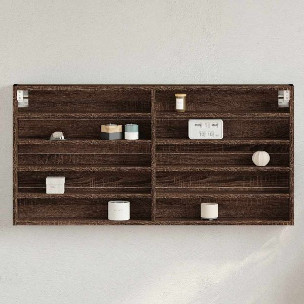 Dulap cu vitrină, stejar maro, 100×8,5×50 cm, lemn prelucrat