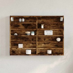 Dulap cu vitrină, stejar fumuriu, 80×8,5×58 cm, lemn prelucrat