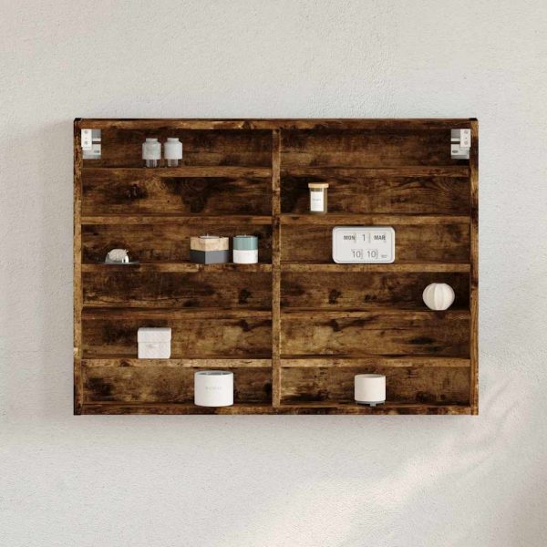 Dulap cu vitrină, stejar fumuriu, 80×8,5×58 cm, lemn prelucrat