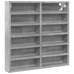 Dulap cu vitrină, gri beton, 60×8,5×58 cm, lemn prelucrat