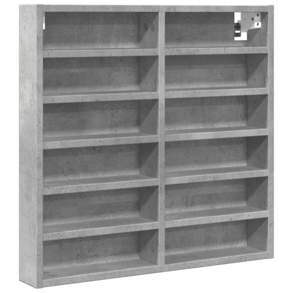Dulap cu vitrină, gri beton, 60×8,5×58 cm, lemn prelucrat