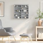 Dulap cu vitrină, gri beton, 60×8,5×58 cm, lemn prelucrat