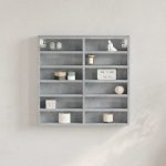 Dulap cu vitrină, gri beton, 60×8,5×58 cm, lemn prelucrat