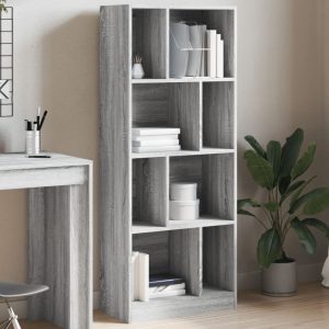 Bibliotecă, gri sonoma, 57×28,5×141 cm, lemn prelucrat