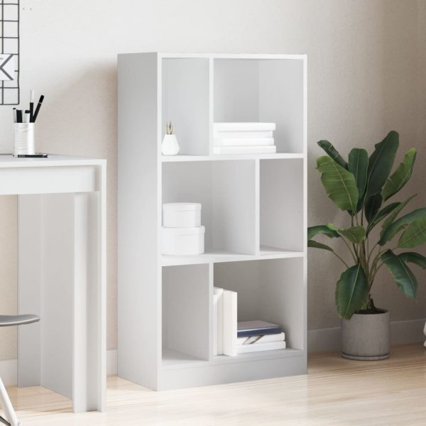 Bibliotecă, alb, 57×28,5×107,5 cm, lemn prelucrat