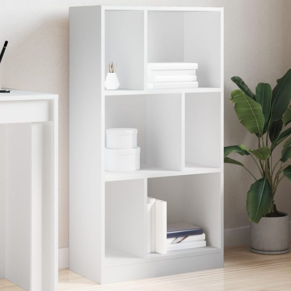 Bibliotecă, alb, 57×28,5×107,5 cm, lemn prelucrat