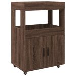 Cărucior de bar, stejar maro, 60×39,5×89 cm, lemn prelucrat