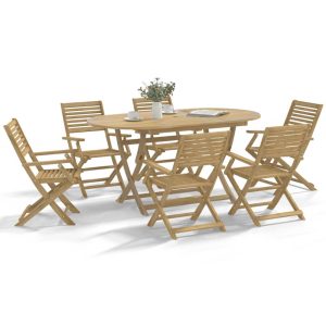 Set mobilier de grădină, 7 piese, lemn masiv de acacia