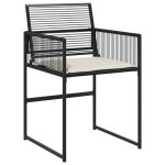Set mobilier de grădină cu perne, 13 piese, negru, poliratan