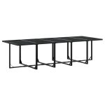 Set mobilier de grădină, 15 piese, negru, poliratan