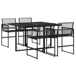 Set mobilier de grădină, 5 piese, negru, poliratan