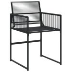 Set mobilier de grădină, 17 piese, negru, poliratan