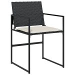 Set mobilier de grădină cu perne, 9 piese, negru, poliratan