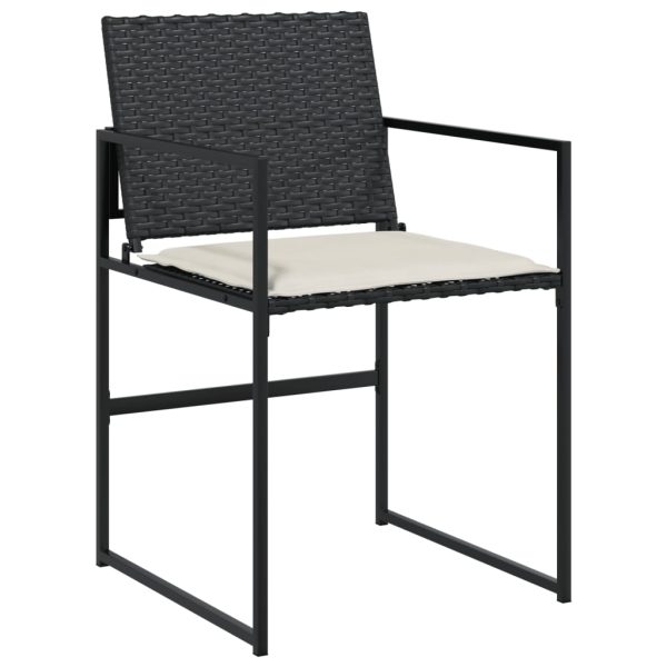 Set mobilier de grădină cu perne, 9 piese, negru, poliratan